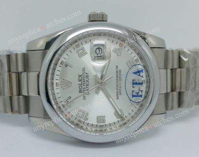 Rolex Datejust Swiss Replica Watch SS Silver Arabic Dial for Men